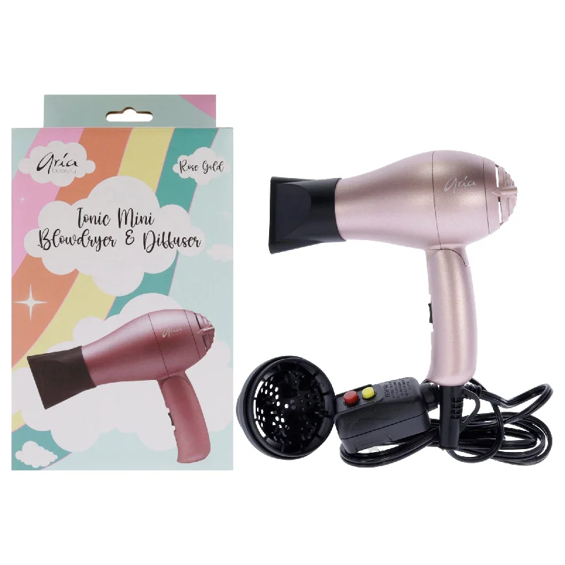 hair products for strong and healthy hair-Aria Beauty Tonic Mini Blowdryer and Diffuser - Rose Gold by Aria Beauty for Women - 1 Pc Hair Dryer