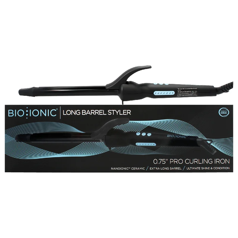 hair care products for volume and shine-Bio Ionic Long Barrel Styler - Black by Bio Ionic for Women - 0.75 Inch Curling Iron