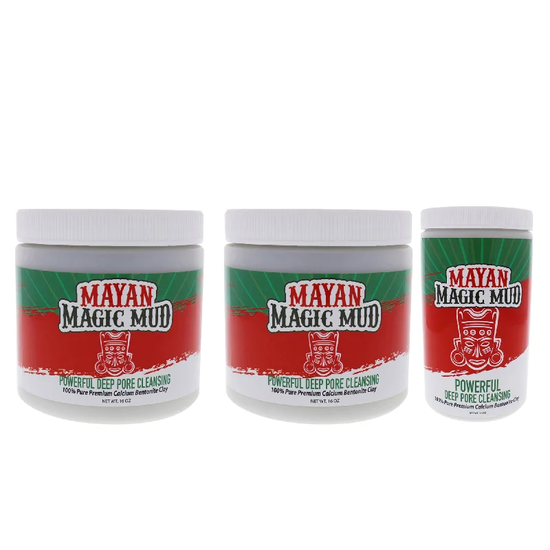 hair oils for nourishing scalp-Mayan Magic Mud Powerful Deep Pore Cleansing Clay Kit by Mayan Magic Mud for Unisex - 3 Pc Kit 2 x 16oz Cleanser, 32