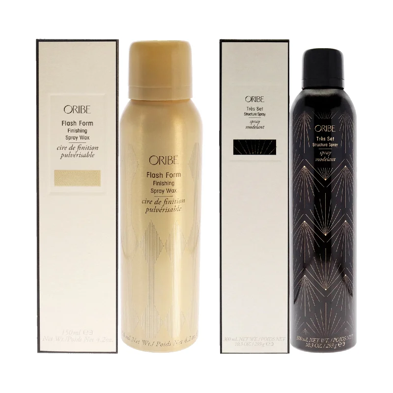 shampoo for oily hair and dandruff-Oribe Flash Form Finishing Spray Wax and Tres Set Structure Spray Kit by Oribe for Unisex - 2 Pc Kit 4.2oz Wax, 10.3oz Hair Spray