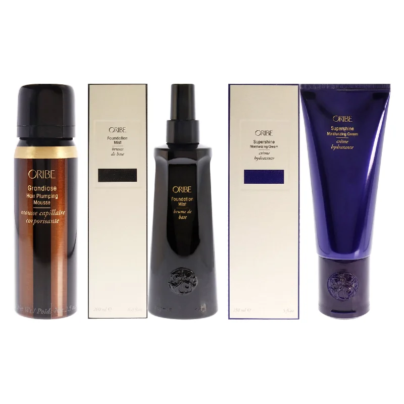 best products for hair thinning prevention-Oribe Foundation Mist and Grandiose Hair Plumping Mousse and Supershine Moisturizing Cream Kit by Oribe for Unisex - 3 Pc Kit 6.8oz Mist, 2.5oz Mousse, 5oz Cream