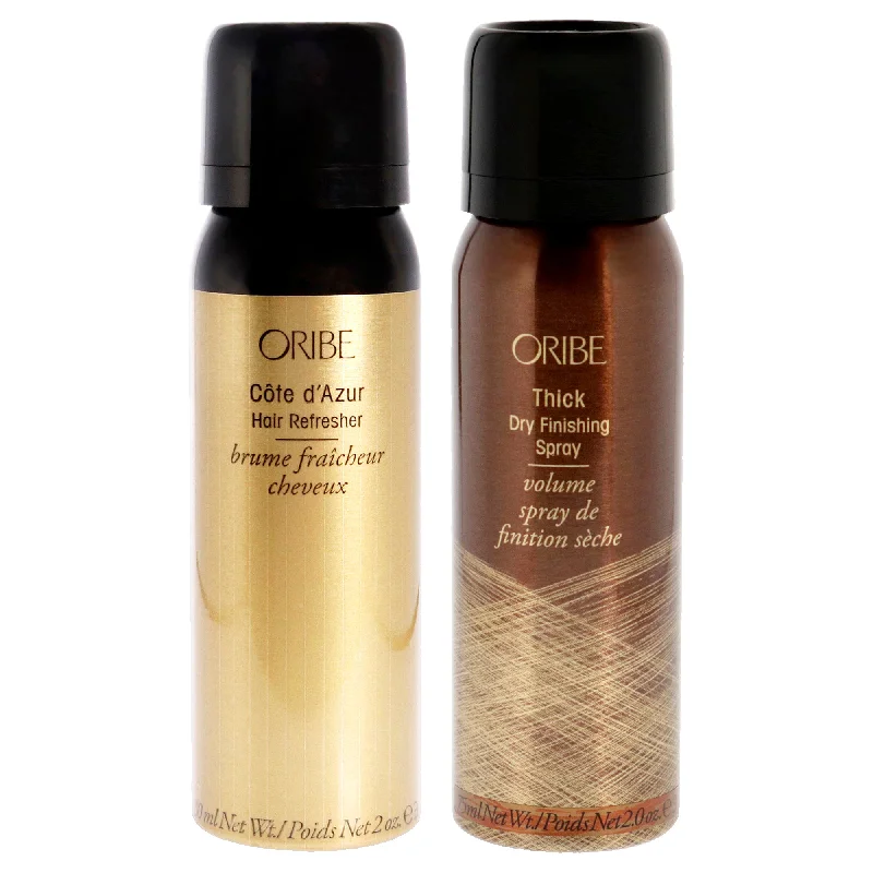 clarifying shampoo for oily hair-Oribe Cote dAzur Hair Refresher and Thick Dry Finishing Purse Spray Kit by Oribe for Unisex - 2 Pc Kit 2oz Refresher, 2oz Hair Spray