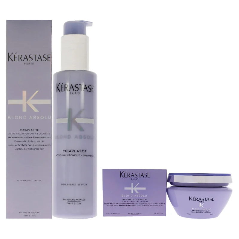 homemade shampoo for healthy hair-Kerastase Blonde Absolu Ultra Violet Masque and Cicaplasme Serum Kit by Kerastase for Unisex - 2 Pc Kit 6.8oz Masque, 5.1oz Serum