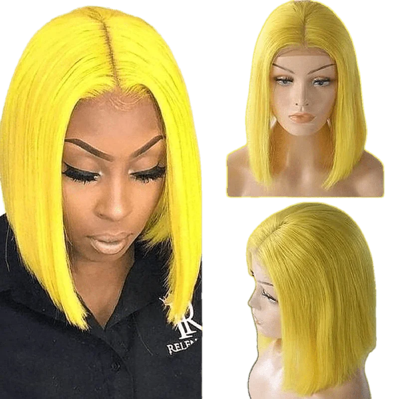 RIO Lace Front U Part Human Hair Bob Wig Straight