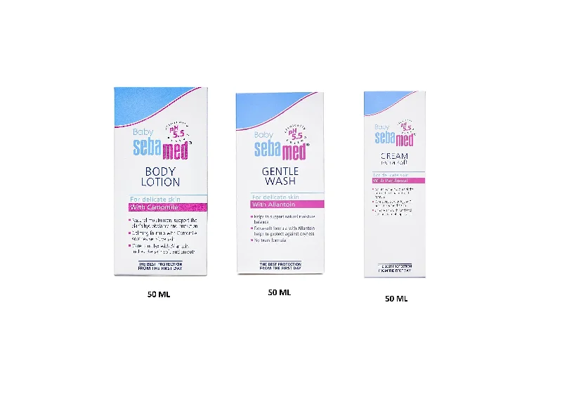 Sebamed Baby Combo Cream, Baby Wash, Lotion 50ml