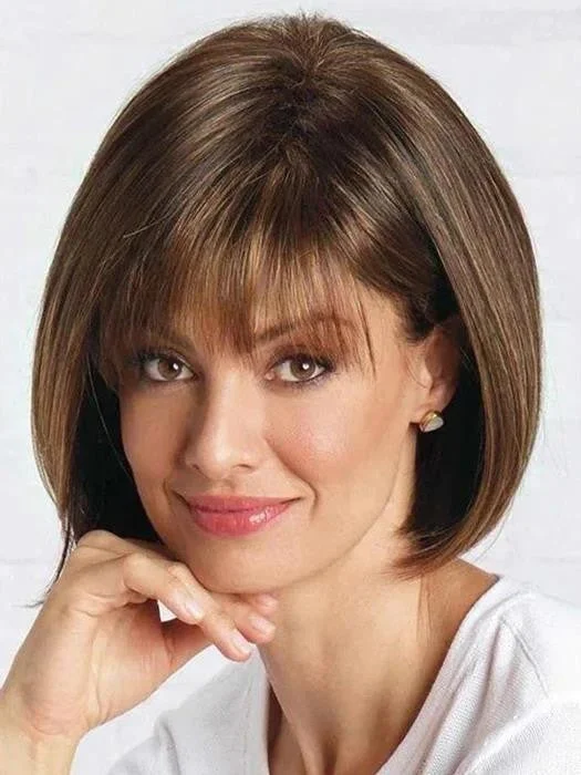 Short Bob Straight Human Hair With Bangs Women Wigs