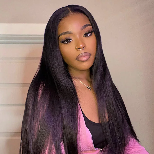 full lace wigs for natural hairline -OQHAIR Silky Straight Easy Wear Go Glueless Wigs Pre Cut 4x6 HD Lace Closure Wigs Beginner Friendly