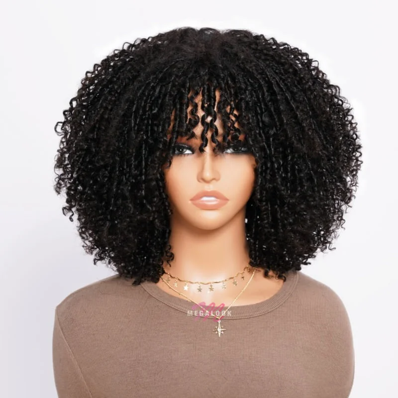 natural looking wigs for black women -(Super Deal) 3x2 Lace Jerry Curly Bob with Bangs Pre-Bleached Miny Knots Middle Part Wigs