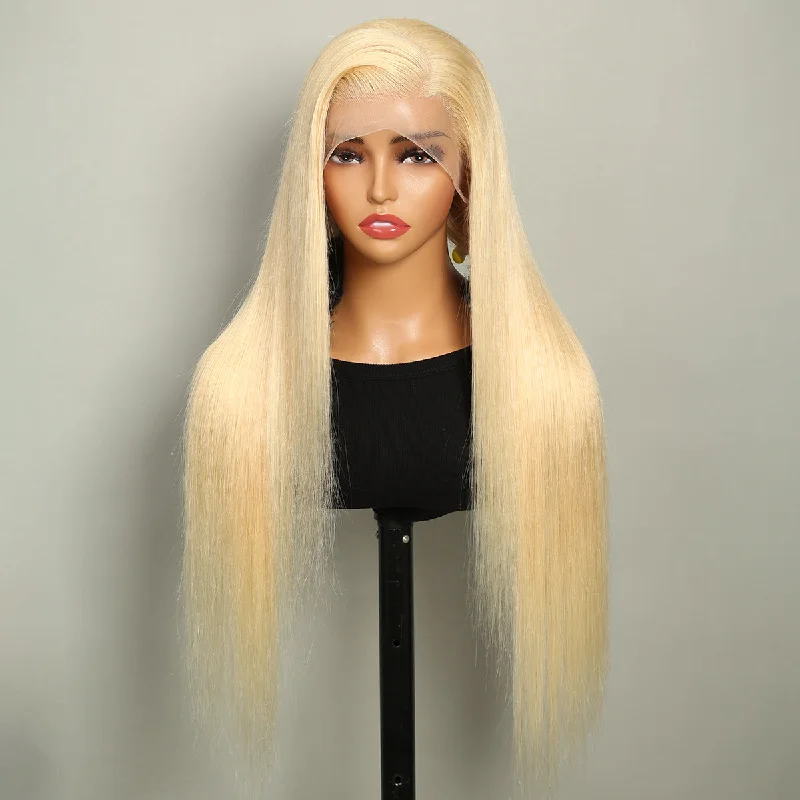 Superlook Honey Blonde 13x4 Lace Front Wig 613 Color Silk Straight Glueless Wear Go Human Hair Wigs Pre Cut