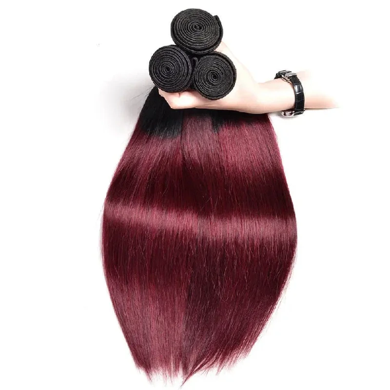 10-28inch 1B/99J Red Straight 100g/pack Weft Human Hair Extensions