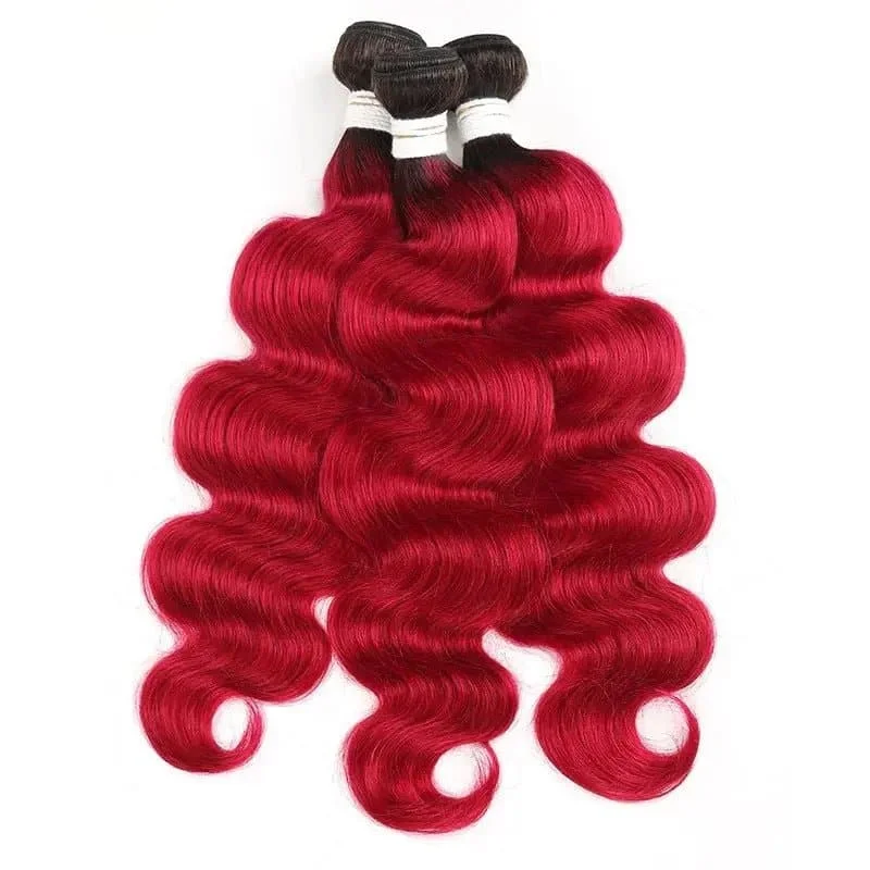 10-30inch 9A 1B/Red Body Wave Weft Remy Human Hair Extensions