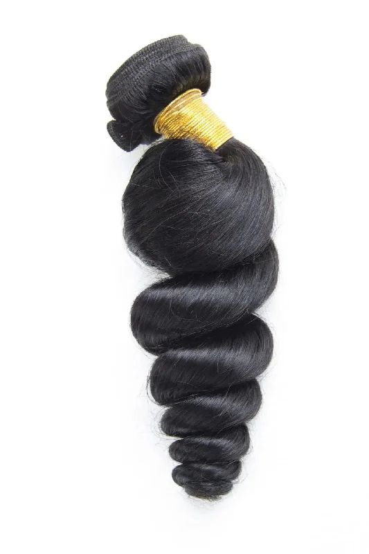 10-38inch Black Loose Wave Weft Human Hair Extensions