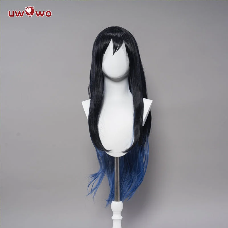 best wigs for balding women -Uwowo Anime Cosplay Wig  Inosuke Female Costume Wig Long Blue And Black Hair