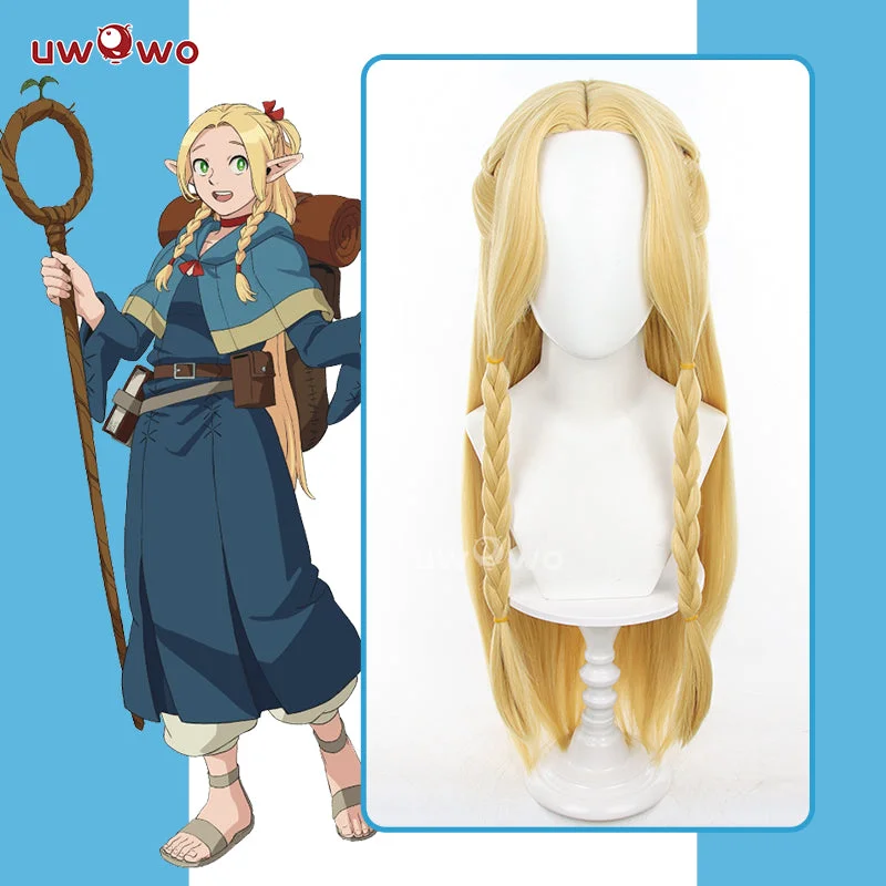 high-quality braided wigs for protective styles -Uwowo Anime Delicious in Dungeon Marcille Donato Cosplay Wig Long Yellow Hair