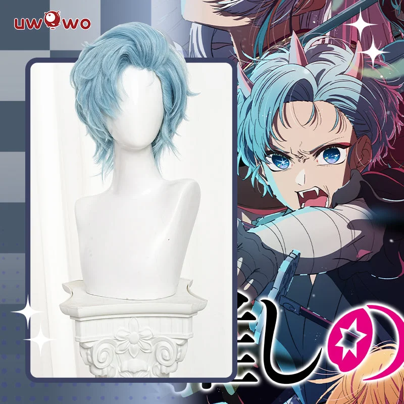 lace front wigs for fuller volume -Uwowo Anime Oshi no Ko Season 2 Aqua Cosplay Wig Short Blue Hair