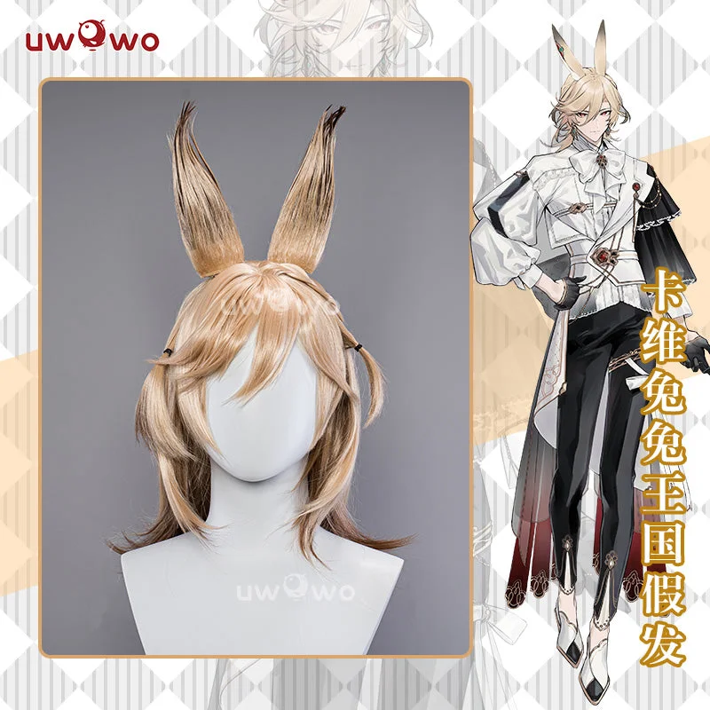 best wigs for covering thinning patches -Uwowo Game Genshin Impact Kaveh Cosplay Wig Middle Yellow Hair