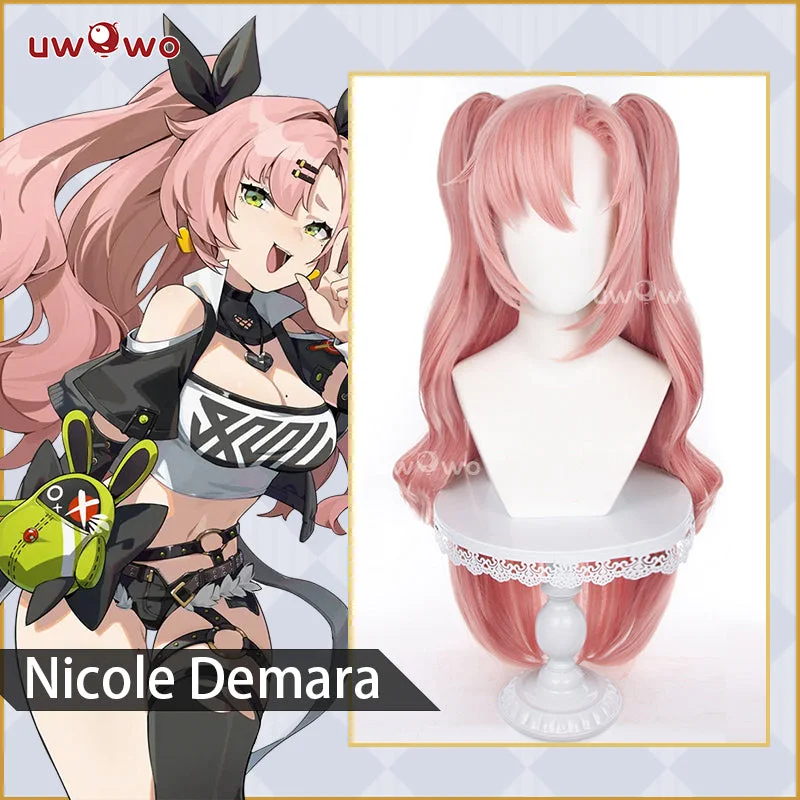 full head wigs for complete coverage -Uwowo Game Zenless Zone Zero/ZZZ Nicole Demara Cosplay Wig Long Pink Hair