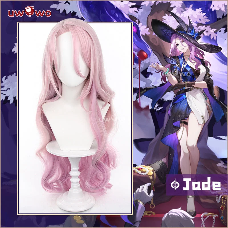 voluminous straight wigs for dramatic effect -Uwowo Honkai Star Rail Cosplay Wig Jade Cosplay Wig Long Pink Hair