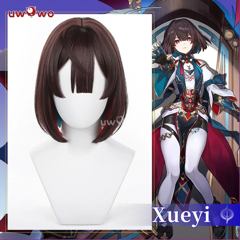 short curly wigs for women with texture -Uwowo Honkai: Star Rail Cosplay Xueyi Wig Short Brown Hair