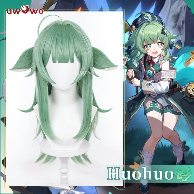 non-shedding wigs for women -Uwowo Honkai Star Rail Huohuo HSR Huo Huo Cosplay Wig Green Middle Hair