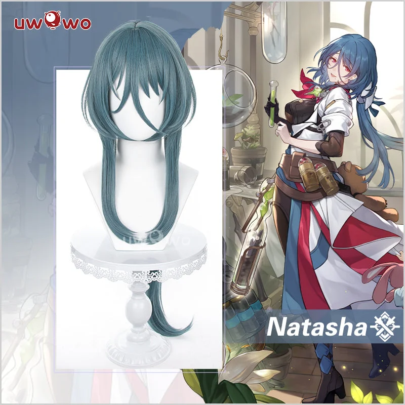 celebrity-inspired wigs for trendy looks -Uwowo Honkai: Star Rail Natasha Cosplay Wig Long Blue Hair