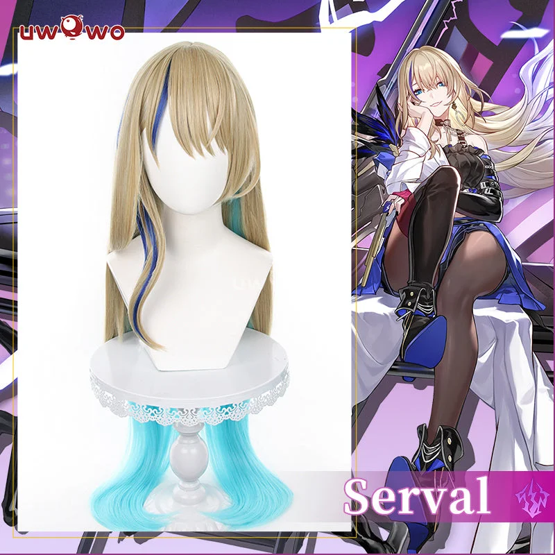 wigs for women with naturally curly hair -Uwowo Honkai: Star Rail Serval Cosplay Wig Long Light Yellow Hair