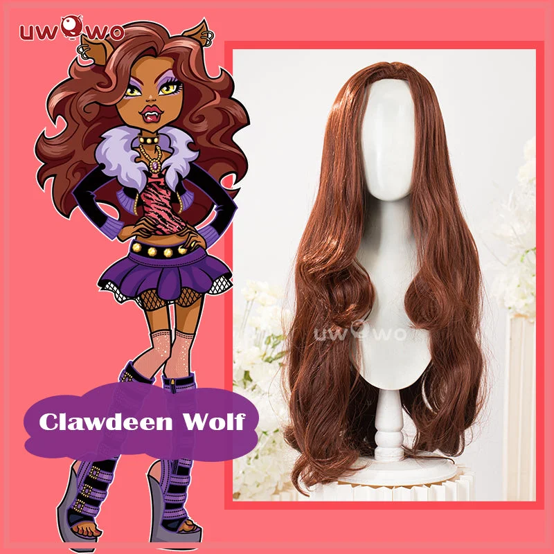 full coverage wigs for thinning scalp -Uwowo Monster High Clawdeen Wolf Cosplay Wig Long Brown Hair