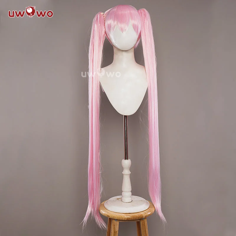 full hair wigs for women with thin hair -Uwowo V Singer Classic Pink Dress Cosplay Wig Long Pink Hair