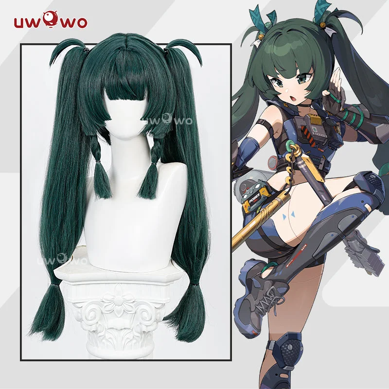 trendy ombre hair wigs for bold fashion -Uwowo Zenless Zone Zero QingYi Cosplay Wig Long Green Hair