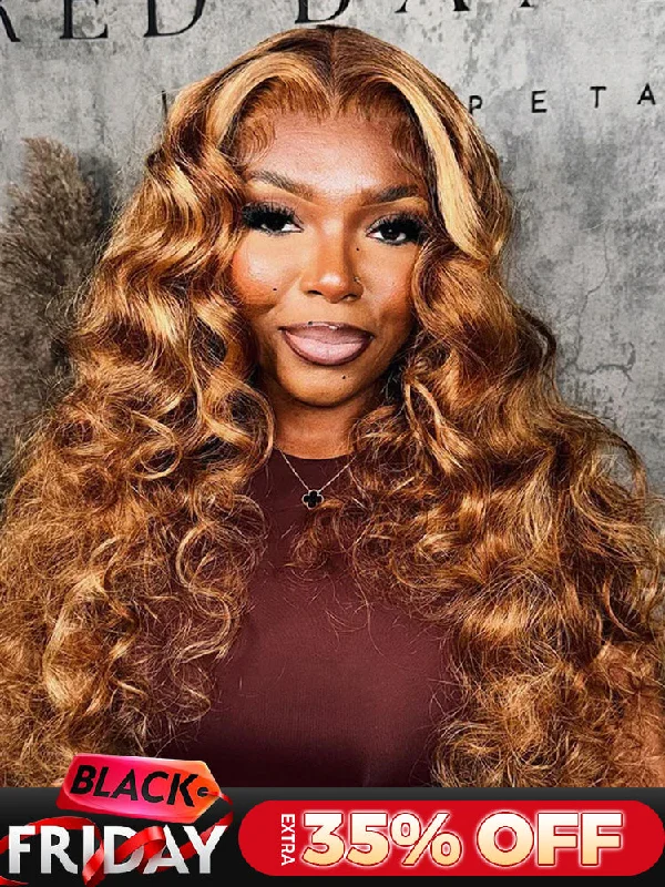 wig care kits for maintenance and styling -CurlyMe Highlights Ombre 7x5 Swiss Lace Wear Go Wand Curl Glueless Wigs Pre Cut Lace Wig